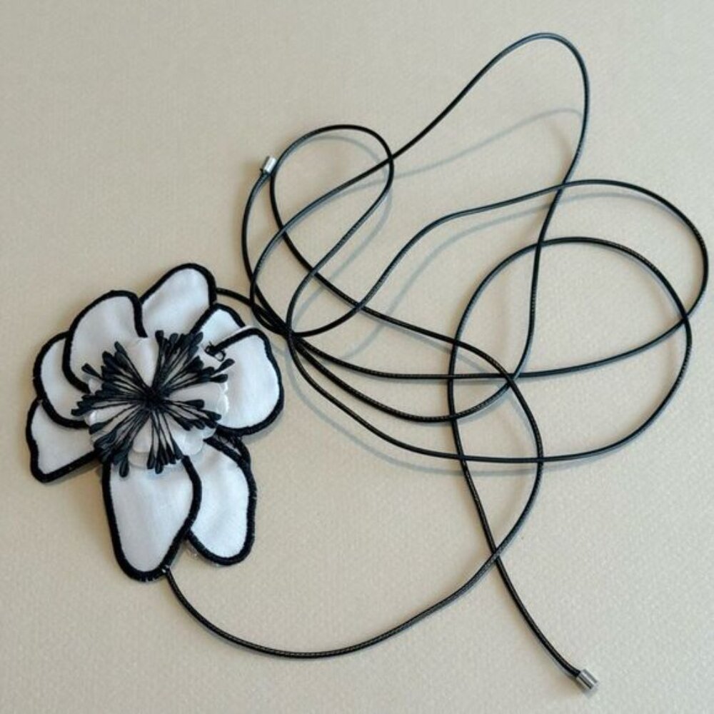 Boho White Floral Choker Necklace N1451 - Picture 3 of 5